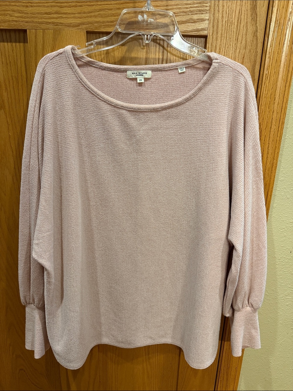 Max Studio Pale Pink Long-Sleeve Boatneck Knit Top